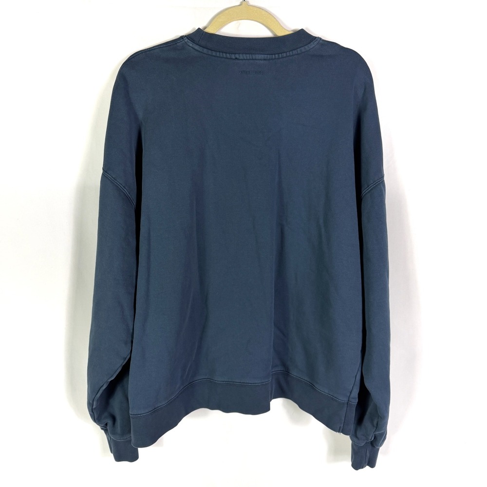 Anine Bing Miles Sweatshirt Navy Blue Chenille AB Patch Varsity Womens Sz S - Picture 9 of 10